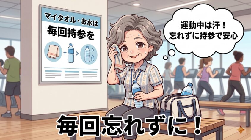 マイタオル・お水は毎回持参