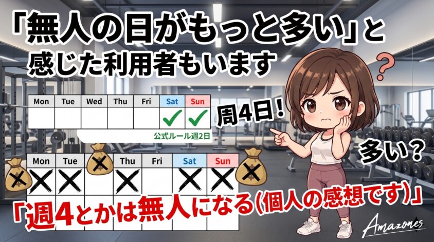 「無人の日がもっと多い」と感じた利用者もいます