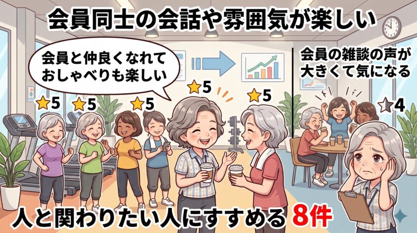 会員同士の会話や雰囲気が楽しい