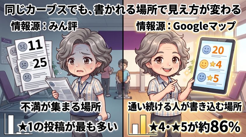 同じカーブスでも、書かれる場所で見え方が変わる