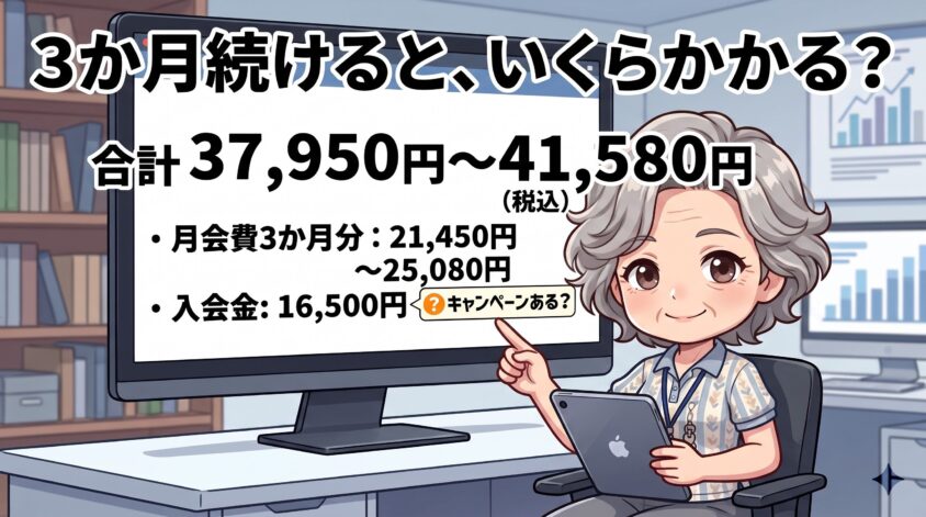 3か月続けると、いくらかかる?