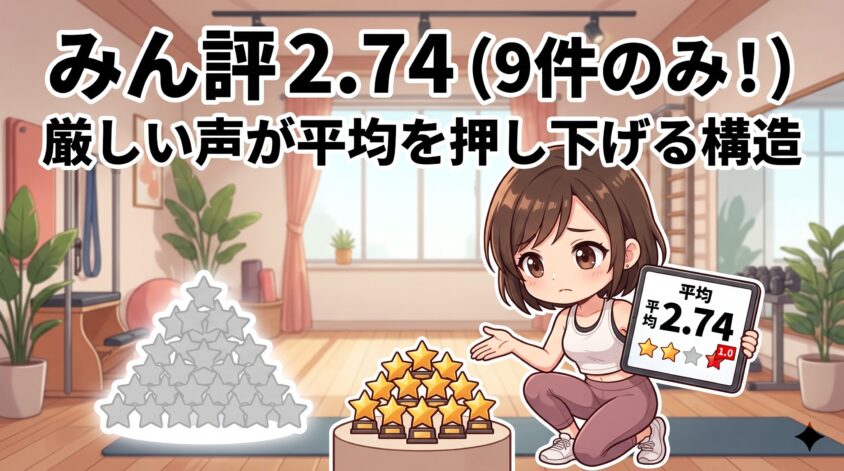 みん評は2.74。ただし件数が9件と少ない