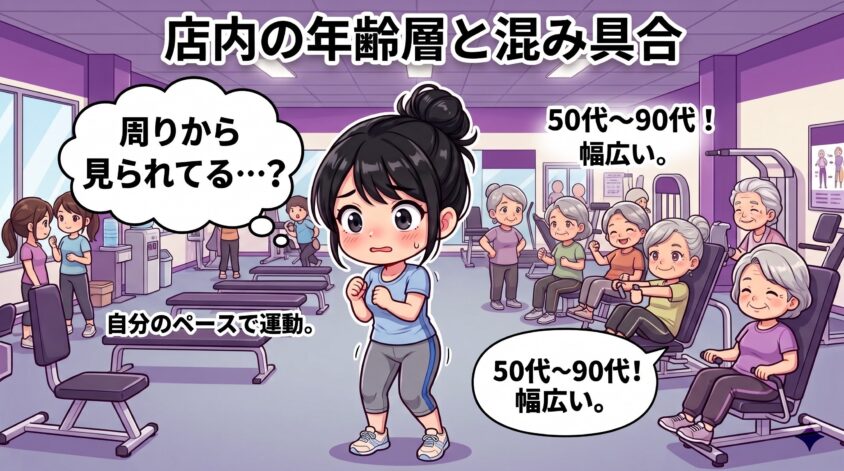 店内の年齢層と混み具合