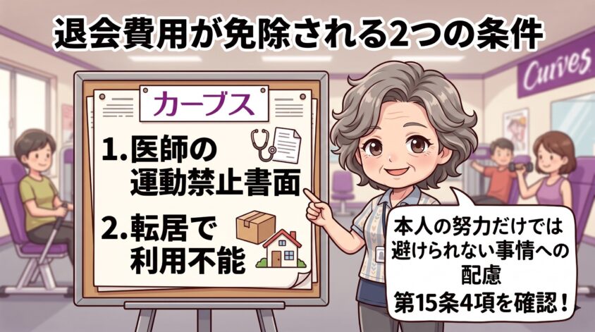 退会費用が免除される2つの条件