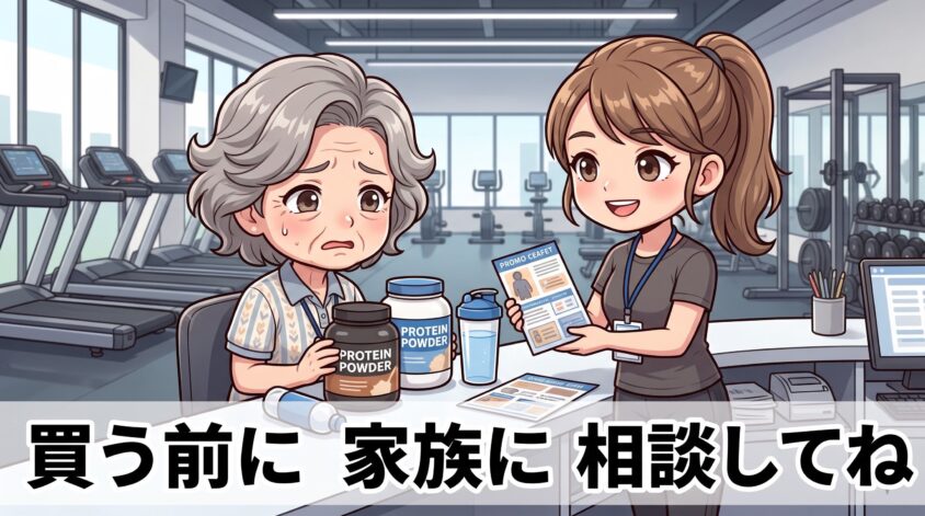 商品の案内は、家族に相談してもらう