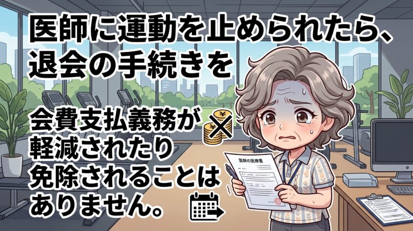 医師に運動を止められたら、退会の手続きを