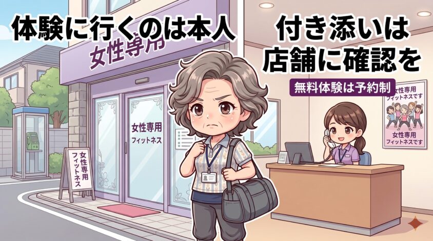 体験に行くのは本人。付き添いは店舗に確認を